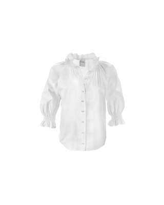 FIONA RUFFLE NECK POPLIN SHIRT