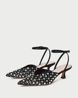 RIO BLACK/CRYSTAL KITTEN HEEL