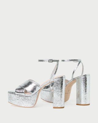 LORETTA SILVER SNAKE PLATFORM SANDAL