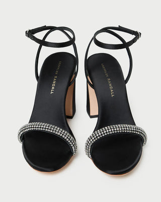 MALIA BLACK/DIAMOND CURVED-HEEL SANDAL