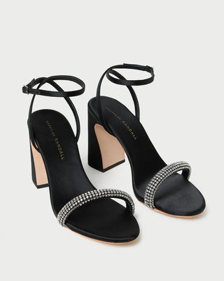 MALIA BLACK/DIAMOND CURVED-HEEL SANDAL