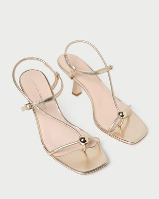 TRIANA CHAMPAGNE LEATHER MID-HEEL SANDAL