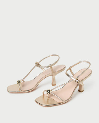 TRIANA CHAMPAGNE LEATHER MID-HEEL SANDAL