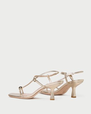 TRIANA CHAMPAGNE LEATHER MID-HEEL SANDAL