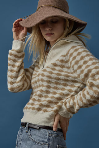 MIXED STITCH HALF ZIP