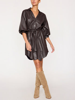 KATE BELTED DRESS VEGAN LEATHER