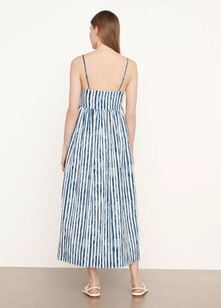 PAINTERLY STRIPE RUCHED DRESS
