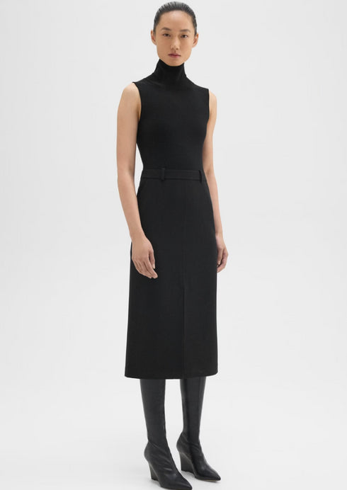 FUNNEL NECK DRESS IN ADMIRAL CREPE