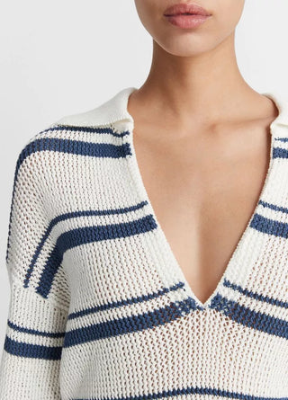 RACKED RIBBED STRIPE PULLOVER