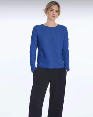 WAFFLE KNIT FRONT SEAM L/SLV TOP
