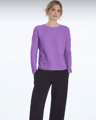 WAFFLE KNIT FRONT SEAM L/SLV TOP